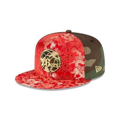 Philadelphia 76ers Gorra | New Era NBA Dragon Satin 59fifty Fitted Cap Mexico - Verdes